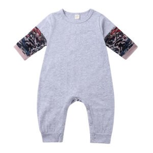 Alternative view of Baby Long Sleeve Romper – Flower Arm Tattoo One-Piece, Pullover