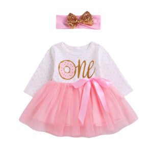 Baby Girl Princess Dress – Cotton Mesh Skirt Dress with Letter Pattern