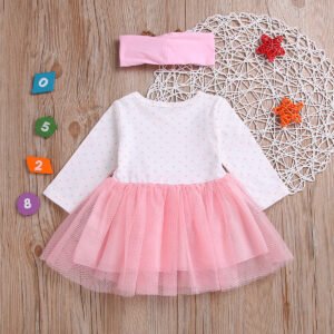 Alternative view of Baby Girl Princess Dress – Cotton Mesh Skirt Dress with Letter Pattern