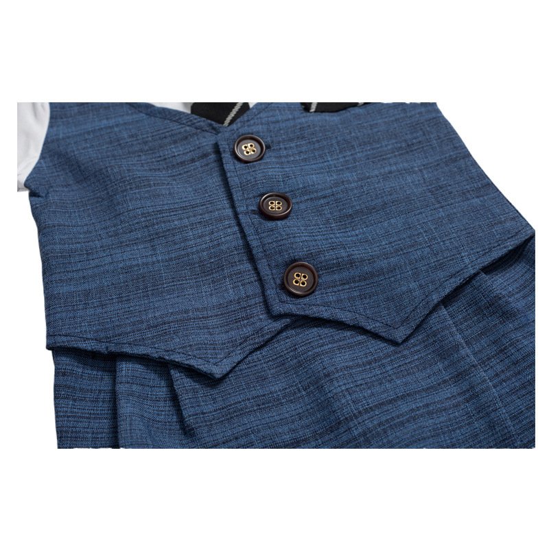 Summer Baby Boy Jumpsuit – Dark Blue Gentleman Style, Short Sleeve Cotton - Image 5