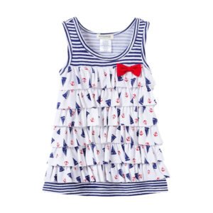 Baby Girl Cake Layer Dress – Striped Sleeveless Summer Dress