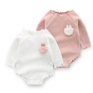 Baby Long Sleeve Romper – 95% Cotton Pullover Romper for Spring and Autumn