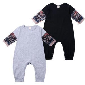 Baby Long Sleeve Romper – Flower Arm Tattoo One-Piece, Pullover