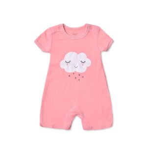 Cute Printed Cotton Short Sleeve Baby Crawl – 100% Cotton, 6M–18M
