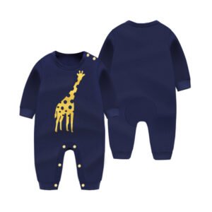 Baby Long Sleeve Romper Jumpsuit – 100% Cotton, Spring & Autumn, Little Sapphire Blue